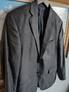 Reda 1865 Blue-Gray Plaid Sport Coat 42R